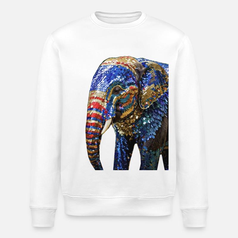elefant,pailletten,elefant mit pailletten,gold, - Stanley/Stella Unisex Bio-Sweatshirt ROLLER - Weiß