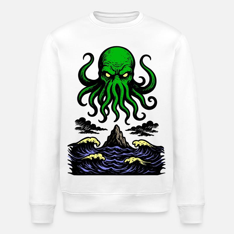Cthulhu Retro 2 - Stanley/Stella Unisex Bio-Sweatshirt ROLLER - Weiß