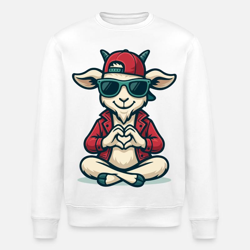 Vibrations du cœur de chèvre - Sweat bio ROLLER Stanley/Stella Unisexe - blanc