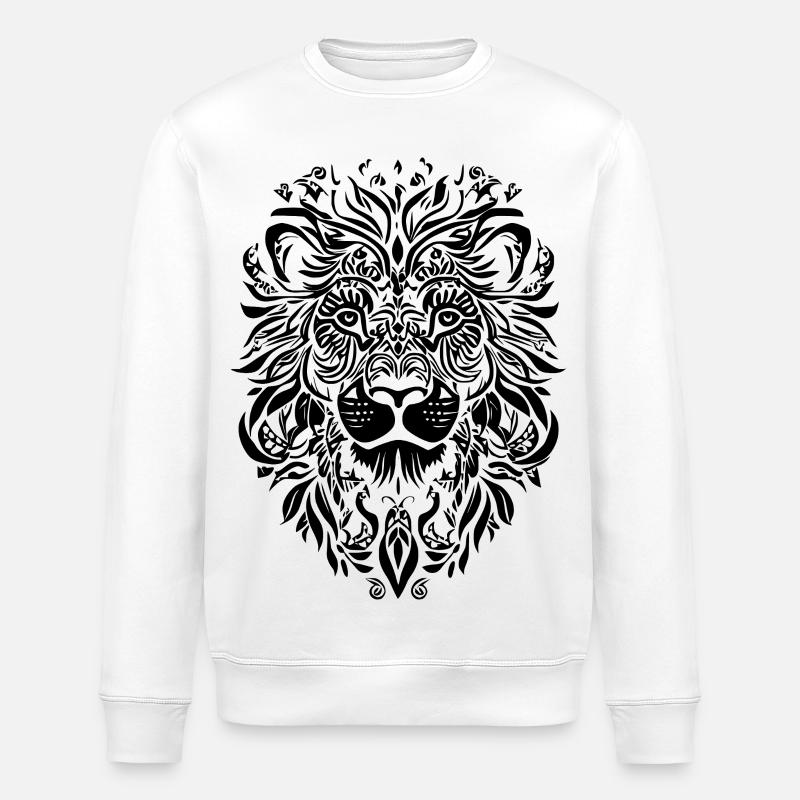Löwe Mandala Gesicht - Stanley/Stella Unisex Bio-Sweatshirt ROLLER - Weiß