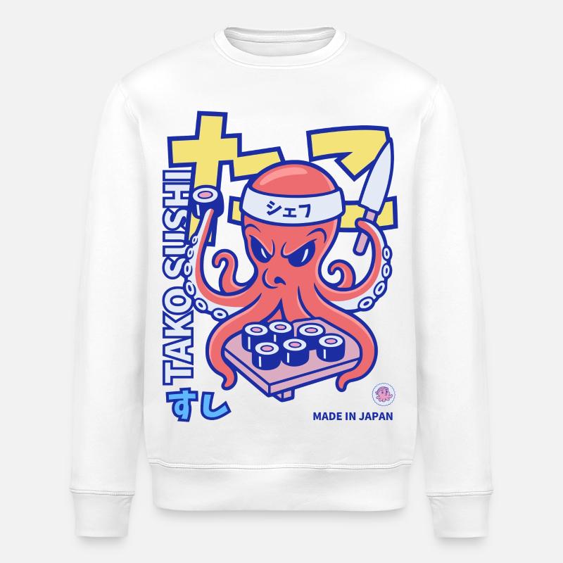 Chef Sushi Pieuvre - Sweat bio ROLLER Stanley/Stella Unisexe - blanc