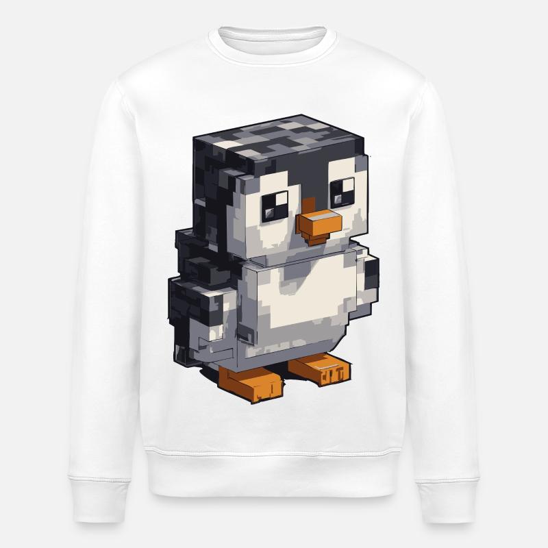 Mignon pingouin pixel - Sweat bio ROLLER Stanley/Stella Unisexe - blanc