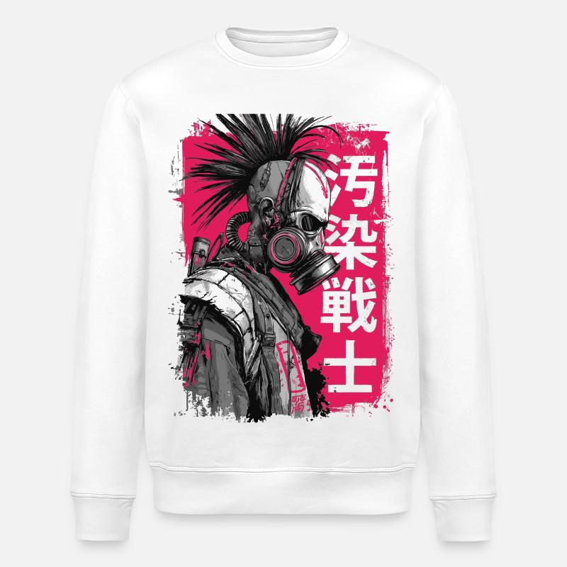 Punk warrior with characters - Stanley/Stella ROLLER Unisex Organic Sweatshirt - white