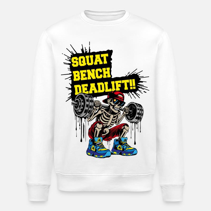 Soulevé de terre SquadBenchLift - Sweat bio ROLLER Stanley/Stella Unisexe - blanc