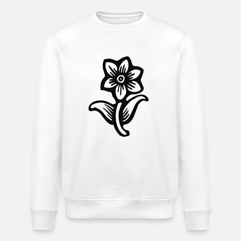 Flower (black) - Stanley/Stella ROLLER Unisex Organic Sweatshirt - white