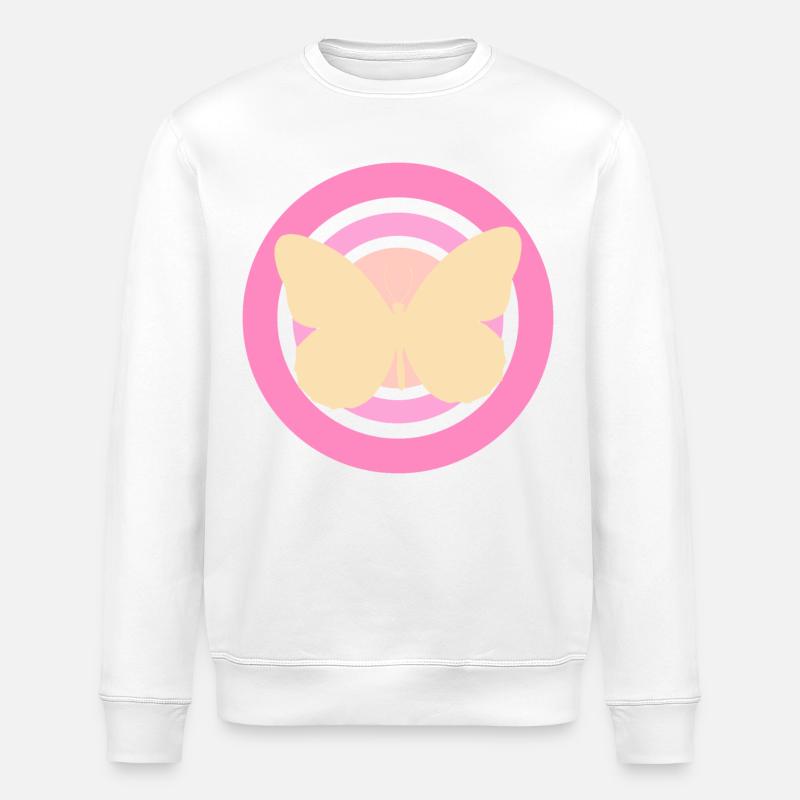Rosa Gelber Schmetterling - Stanley/Stella Unisex Bio-Sweatshirt ROLLER - Weiß