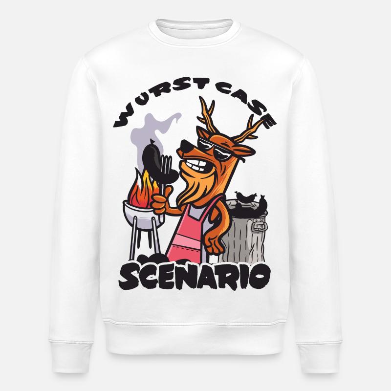 Sausage Case Scenario, Charred Bratwurst - Stanley/Stella ROLLER Unisex Organic Sweatshirt - white
