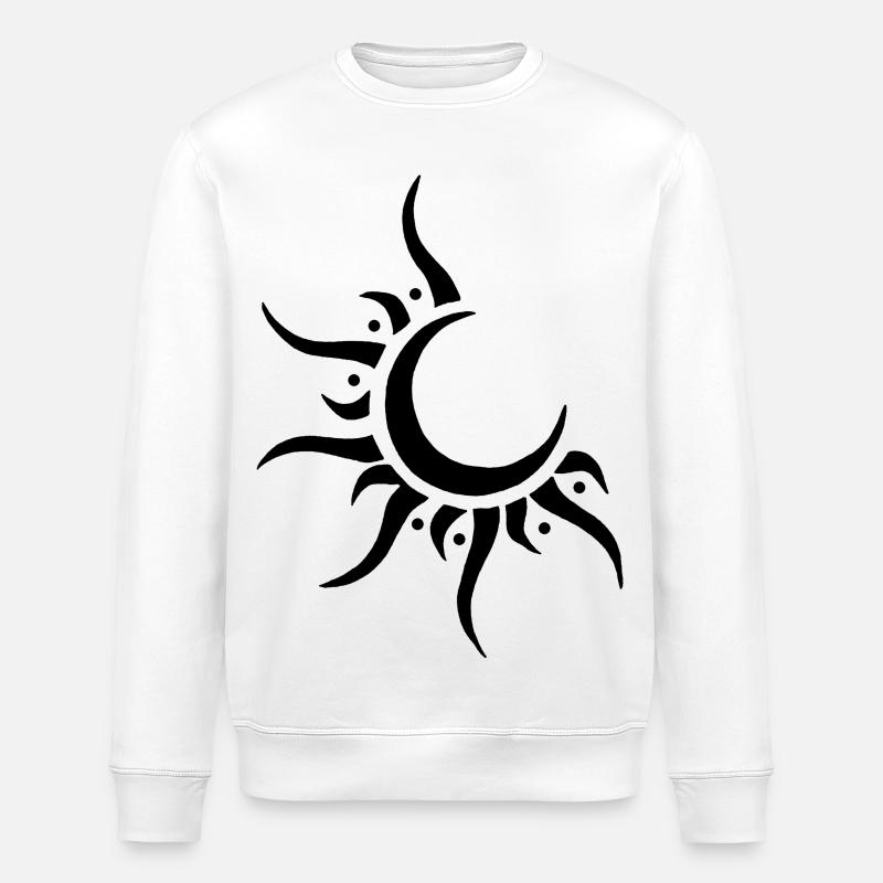 Soleil et lune noir - Sweat bio ROLLER Stanley/Stella Unisexe - blanc
