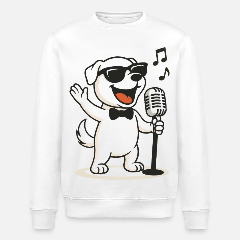 Cooler Karaoke-Hund - Stanley/Stella Unisex Bio-Sweatshirt ROLLER - Weiß