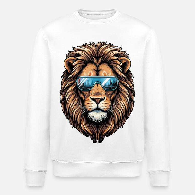 Lion avec lunettes de soleil - Sweat bio ROLLER Stanley/Stella Unisexe - blanc