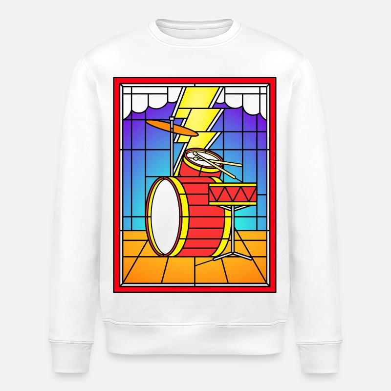 Buntglas-Schlagzeug Set - Stanley/Stella Unisex Bio-Sweatshirt ROLLER - Weiß