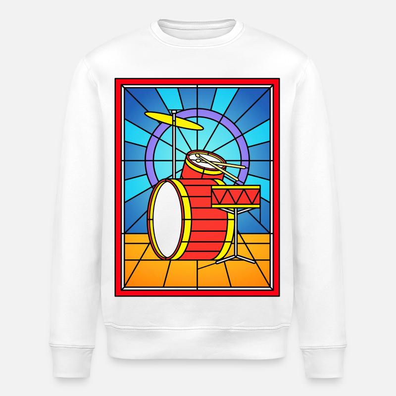 Schlagzeug aus Buntglas - Stanley/Stella Unisex Bio-Sweatshirt ROLLER - Weiß