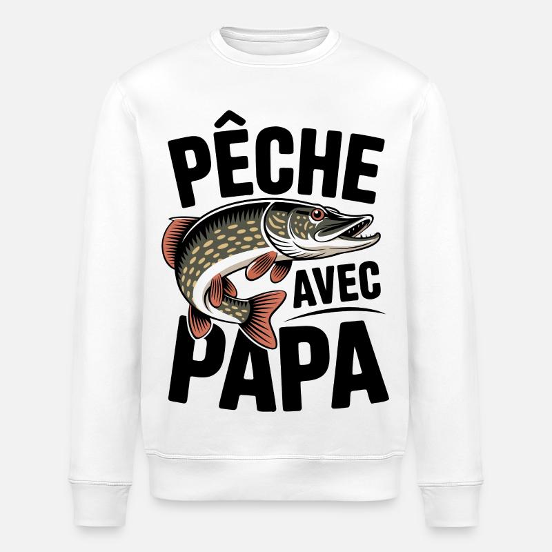 Stylized Pike Peach with Dad - Stanley/Stella ROLLER Unisex Organic Sweatshirt - white