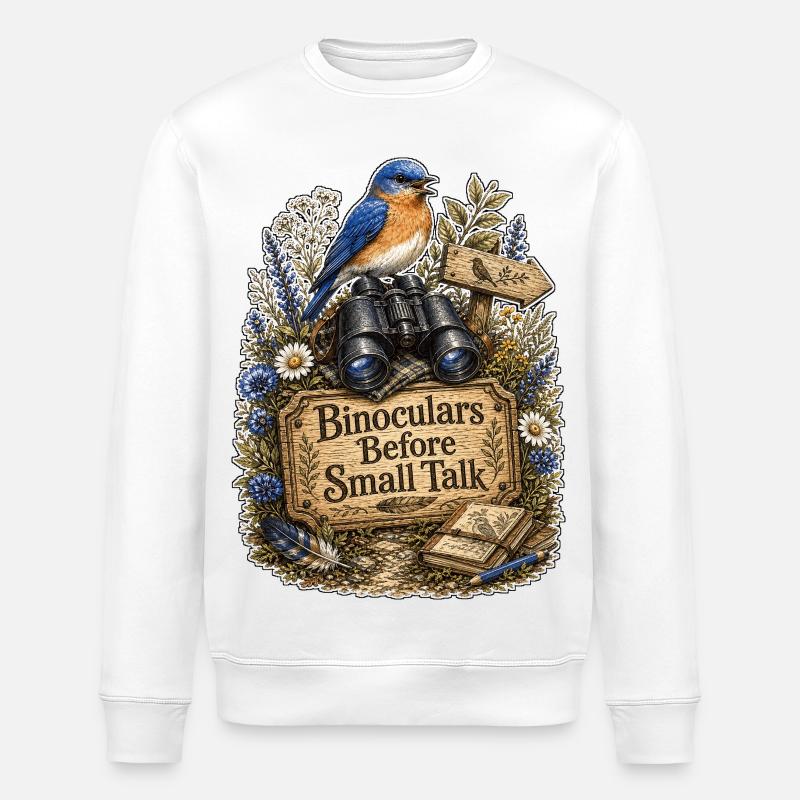 Binoculars Before Small Talk Clouds - Stanley/Stella ROLLER Unisex Organic Sweatshirt - white