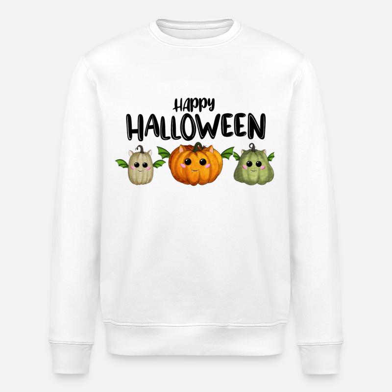 Happy Halloween Kürbisse - Stanley/Stella Unisex Bio-Sweatshirt ROLLER - Weiß