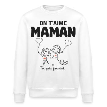 aime maman cadeau maman 2 garçons fête des mères - Sweat bio ROLLER Stanley/Stella Unisexe - blanc - Devant - Nik (191cm)