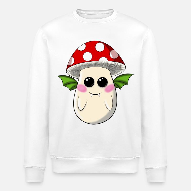 Toadstool bat - Stanley/Stella ROLLER Unisex Organic Sweatshirt - white