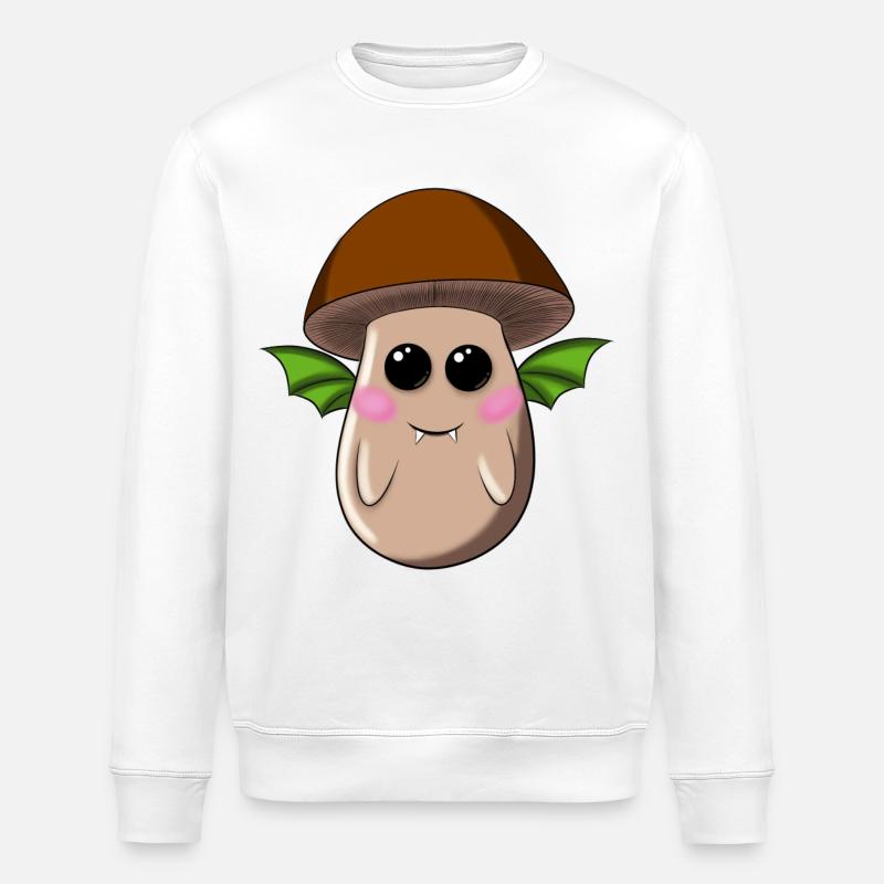 Browncap mushroom bat - Stanley/Stella ROLLER Unisex Organic Sweatshirt - white