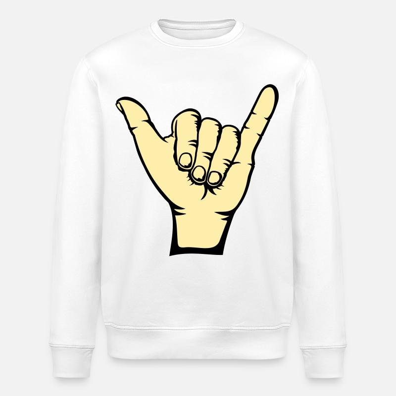 Surfen Symbol Hand - Stanley/Stella Unisex Bio-Sweatshirt ROLLER - Weiß