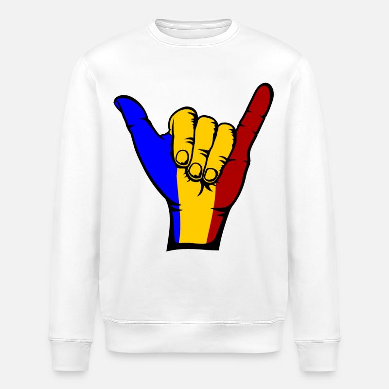 Roumanie Drapeau Surf Symbole - Sweat bio ROLLER Stanley/Stella Unisexe - blanc