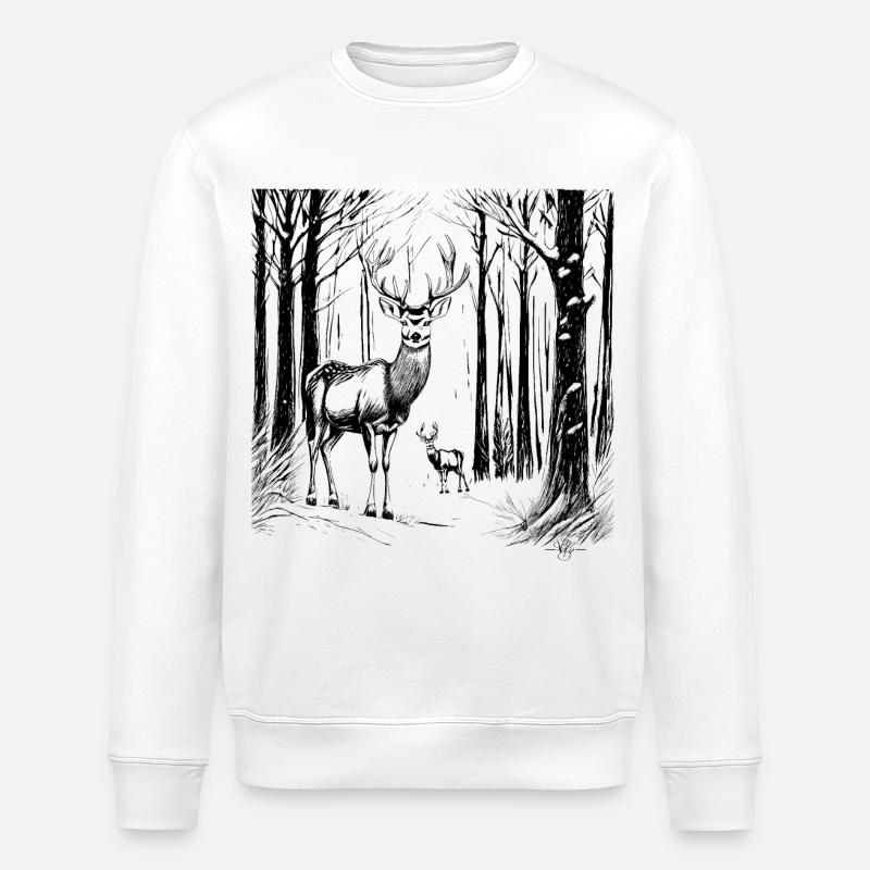 Hirsche im Schnee - Stanley/Stella Unisex Bio-Sweatshirt ROLLER - Weiß