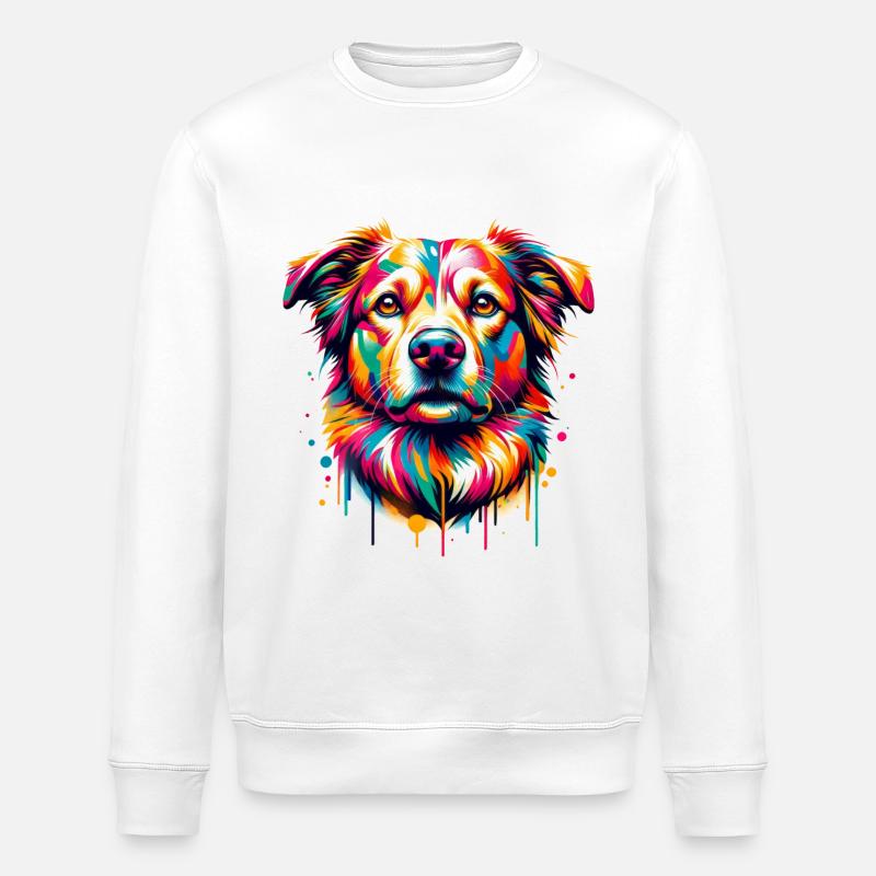 Mera Art peint chien un - Sweat bio ROLLER Stanley/Stella Unisexe - blanc