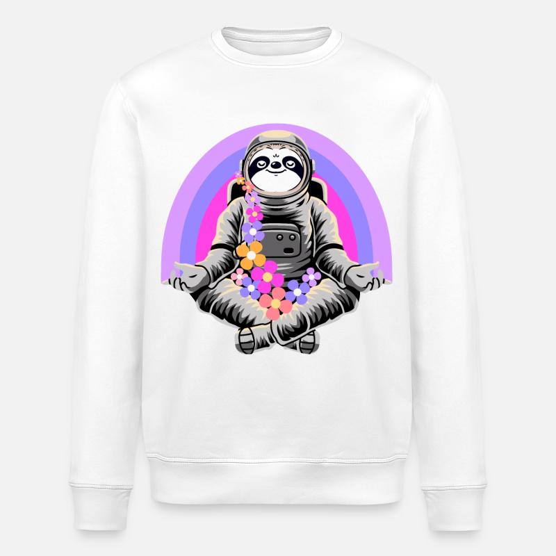 Faultier in Meditation - Stanley/Stella Unisex Bio-Sweatshirt ROLLER - Weiß