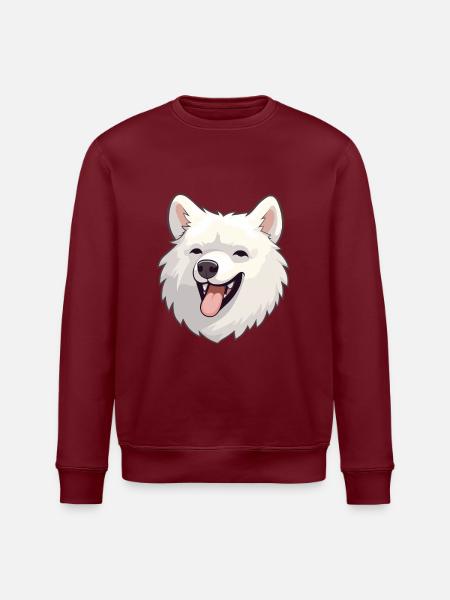 Japansk Spitz Dog Breed Akvarel Tegneserie Kawaii - Stanley/Stella økologisk unisex-sweatshirt ROLLER - hvid