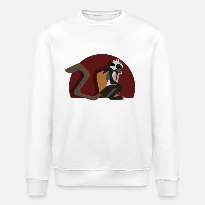 Singe colobe de Zanzibar - Sweat bio ROLLER Stanley/Stella Unisexe - blanc