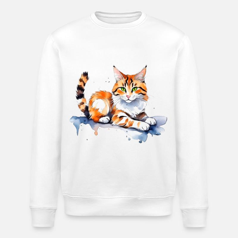 Chat dans la neige - Sweat bio ROLLER Stanley/Stella Unisexe - blanc