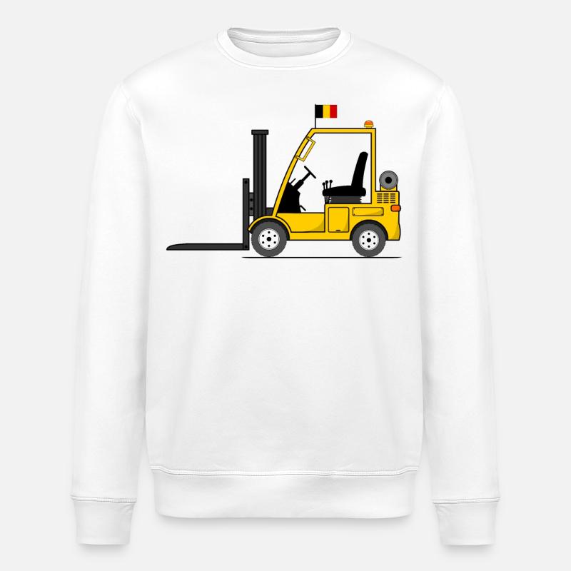 Chariot élévateur drapeau Belgique - Sweat bio ROLLER Stanley/Stella Unisexe - blanc