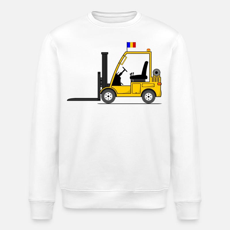 Chariot élévateur Roumanie Drapeau - Sweat bio ROLLER Stanley/Stella Unisexe - blanc