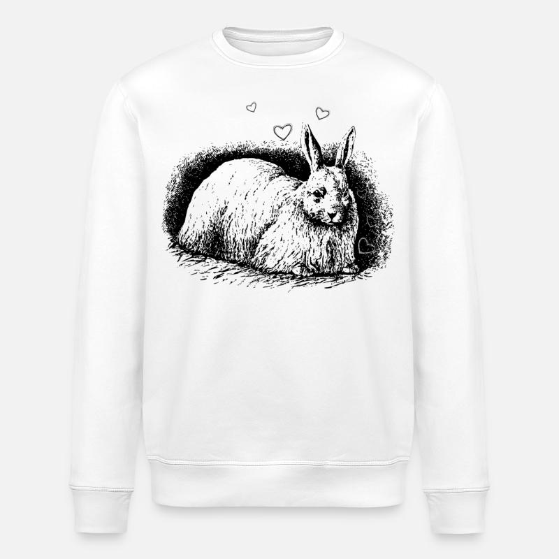 Lapin rétro avec coeurs noir - Sweat bio ROLLER Stanley/Stella Unisexe - blanc
