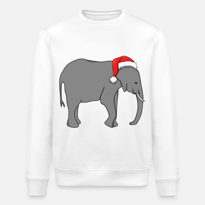 elefant mit weihnachtsmütze - Stanley/Stella Unisex Bio-Sweatshirt ROLLER - Weiß