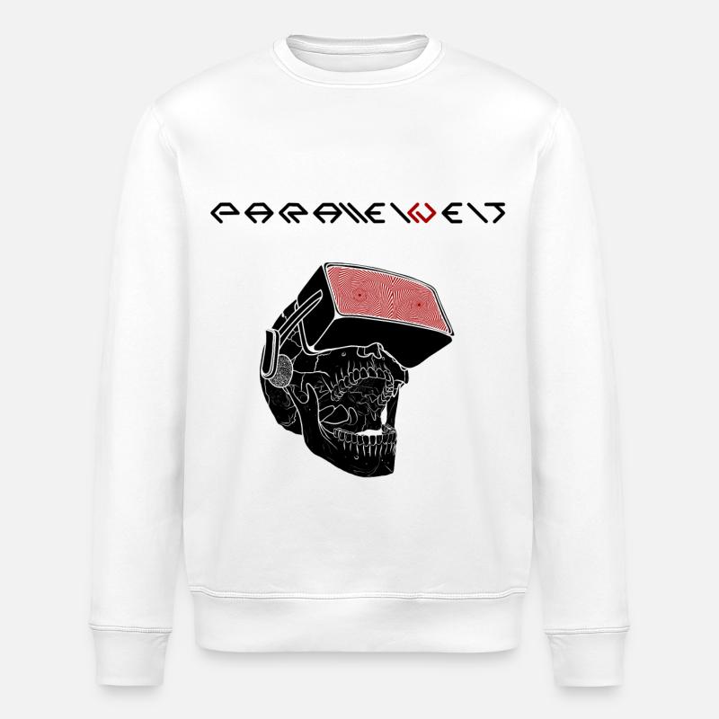 Parallel World Skull Black - Stanley/Stella ROLLER Unisex Organic Sweatshirt - white