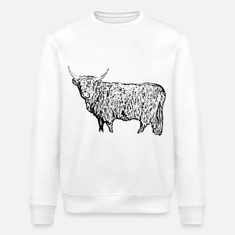 Schottisches Hochlandrind - Stanley/Stella Unisex Bio-Sweatshirt ROLLER - Weiß