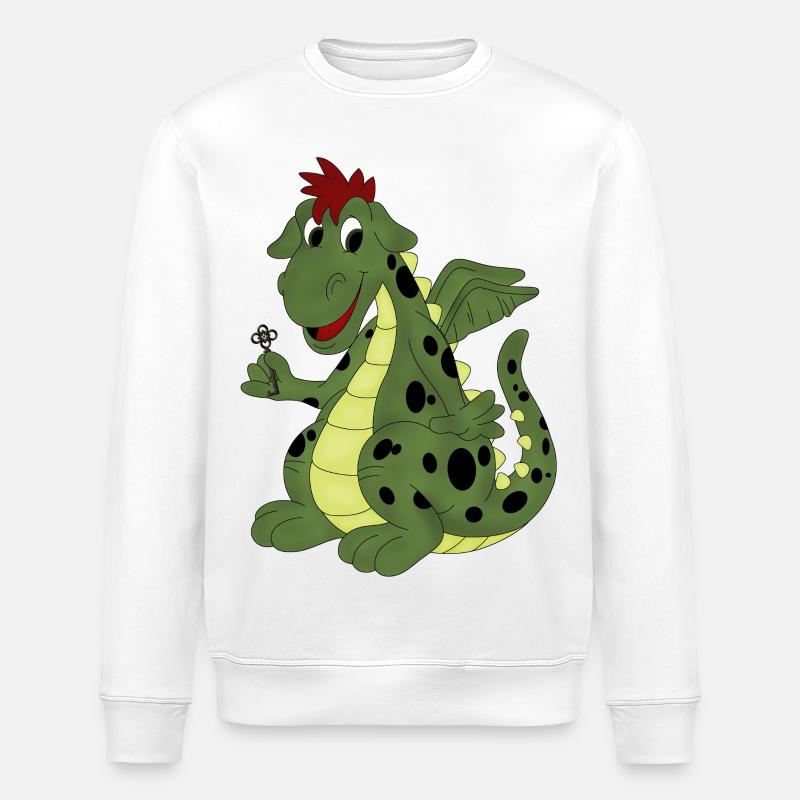 Dragon écarquillé vert - Sweat bio ROLLER Stanley/Stella Unisexe - blanc