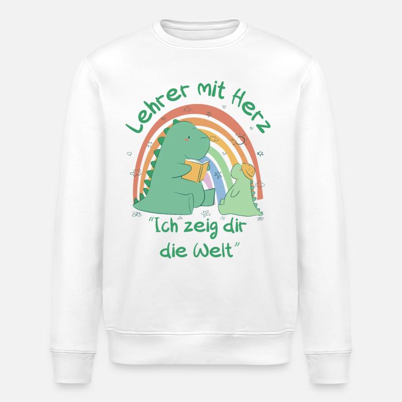 Lehrer mit Herz - Ich zeig dir die Welt - Stanley/Stella Unisex Bio-Sweatshirt ROLLER - Weiß