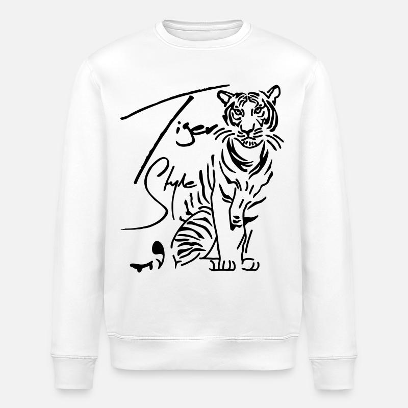 Tiger Style - Tiger Chats - Sweat bio ROLLER Stanley/Stella Unisexe - blanc