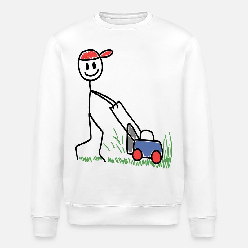 Rasenmäher Doodle - Gartenarbeit - Stanley/Stella Unisex Bio-Sweatshirt ROLLER - Weiß