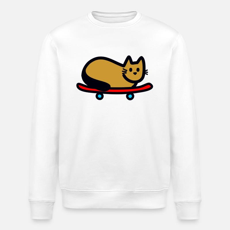 Chat sur skateboard - Sweat bio ROLLER Stanley/Stella Unisexe - blanc