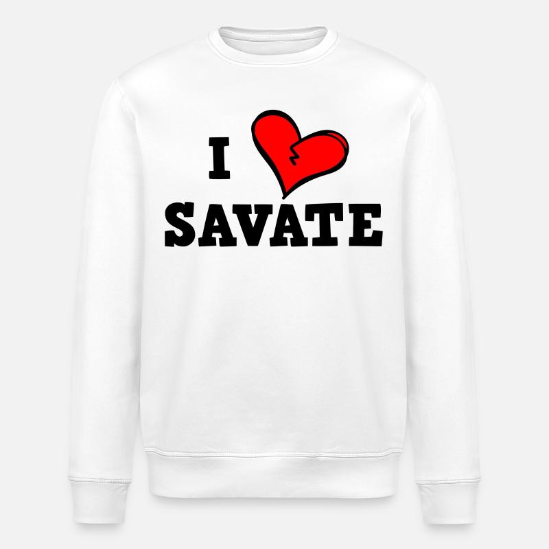 I love Savate - Stanley/Stella ROLLER Unisex Organic Sweatshirt - white
