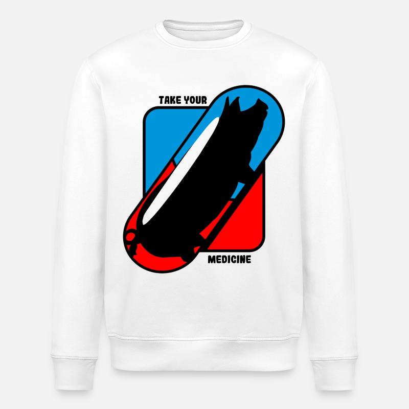 Prenez votre médicament - Cochon - Sweat bio ROLLER Stanley/Stella Unisexe - blanc