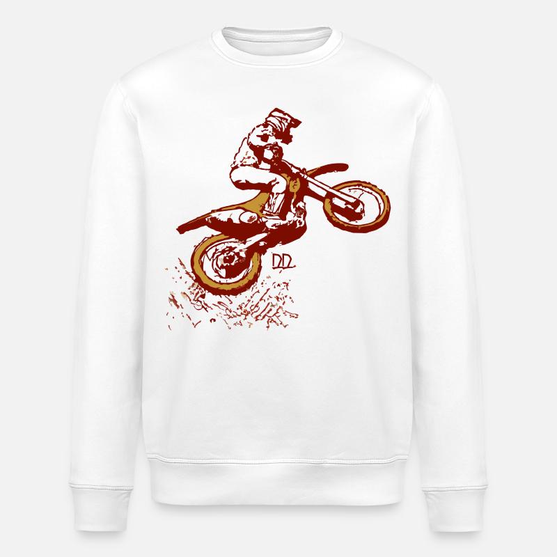 ein dreckiger Weitsprung beim Motocross - Stanley/Stella Unisex Bio-Sweatshirt ROLLER - Weiß