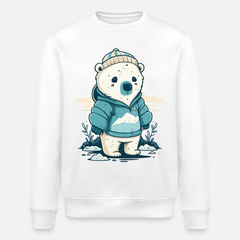 Einsamer kleiner Eisbär - Stanley/Stella Unisex Bio-Sweatshirt ROLLER - Weiß