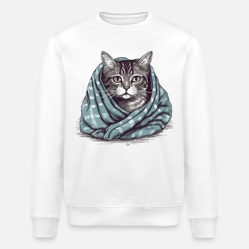 Chat dans une couverture - Sweat bio ROLLER Stanley/Stella Unisexe - blanc