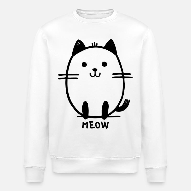cute cartoon meow cat - Stanley/Stella ROLLER Unisex Organic Sweatshirt - white