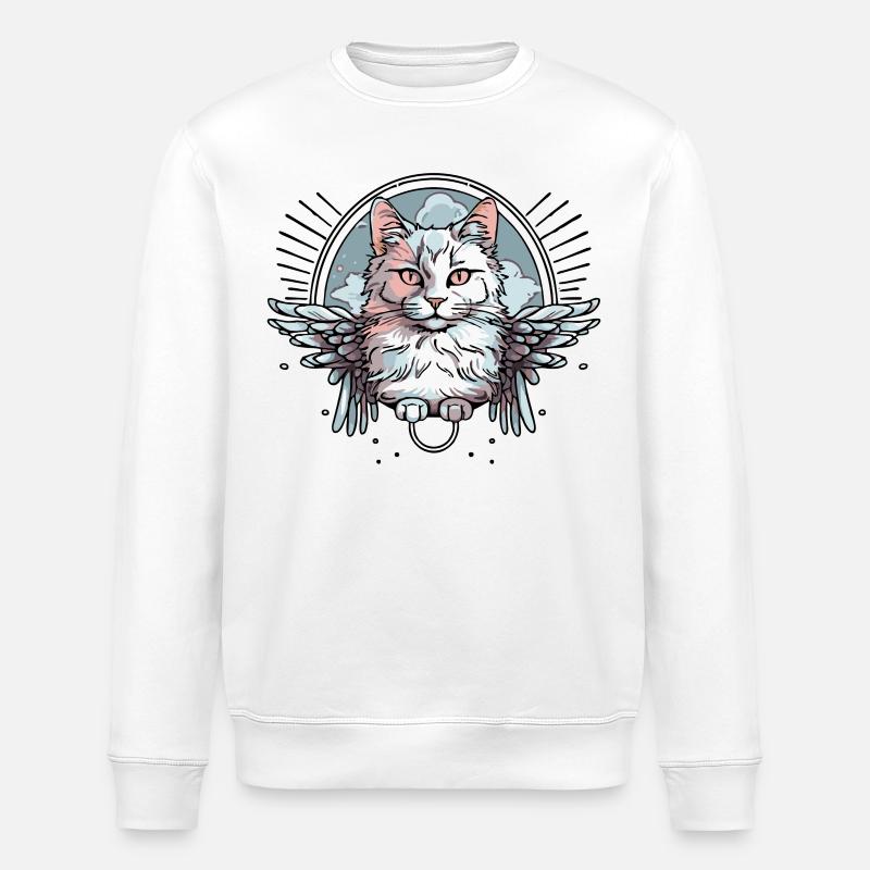 Chat blanc avec des ailes - Sweat bio ROLLER Stanley/Stella Unisexe - blanc