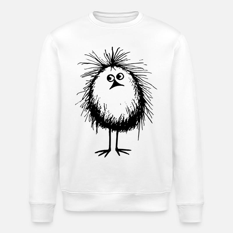 Niedlicher Federmonster-Vogel - Stanley/Stella Unisex Bio-Sweatshirt ROLLER - Weiß