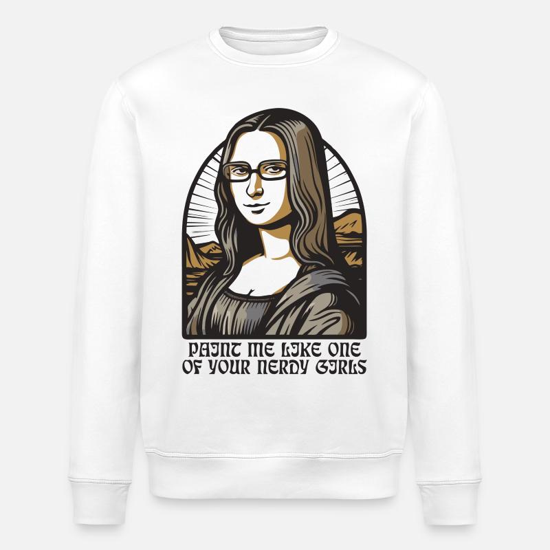 Die nerdige Leseratte Lisa Mona - Stanley/Stella Unisex Bio-Sweatshirt ROLLER - Weiß